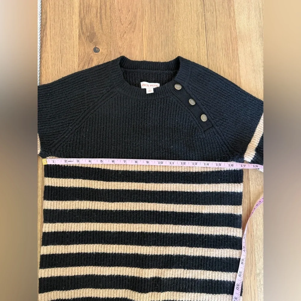 Knox Rose Black & Tan Striped Ribbed Sweater | XS